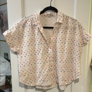 Madewell White and Red Button Down Shirt
